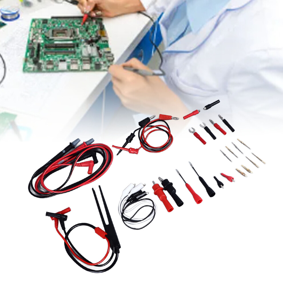 27Pcs Multimeter Test Set With 10A Replaceable Probes, 1Mm/2Mm/4Mm Needle Pins 4631386554274