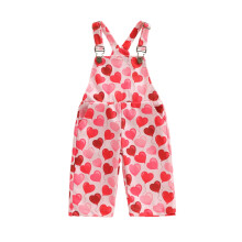 (12-18 Months, Red) Salopette da bambina per San Valentino, con stampa a cuori, senza maniche e tasche.