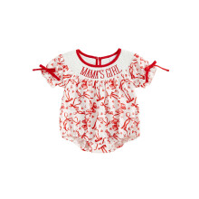 (12-18 Months, Red) Sommerlicher Freizeit-Strampler für Babys, Kurzarm, Rundhalsausschnitt, Schleifenmuster.