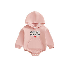 (6-12 Months, Pink) Baby-Mädchen-Strampler mit Valentinstags-Motiv, Langarm-Kapuzenoverall, süße Frühlingskleidung