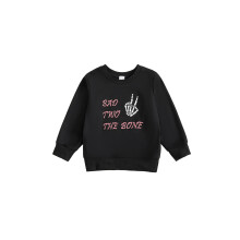 (2-3 Years, Black) Toddler Baby Girl Sweatshirt Letters Skeleton Hand Print Pullover Crew Neck Long Sleeve Fall Tops
