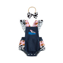 (6-12 Months, Blue) Western-Outfit für Babys: und Schleifen-Haarband.