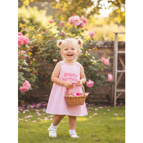(18-24 Months, Pink) Φόρεμα για γενέθλια τετράγωνο γιακά. 2