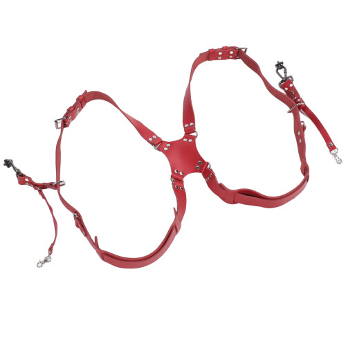 Adjustable Leather Camera Harness Shoulder Strap with Quick Release, Red
