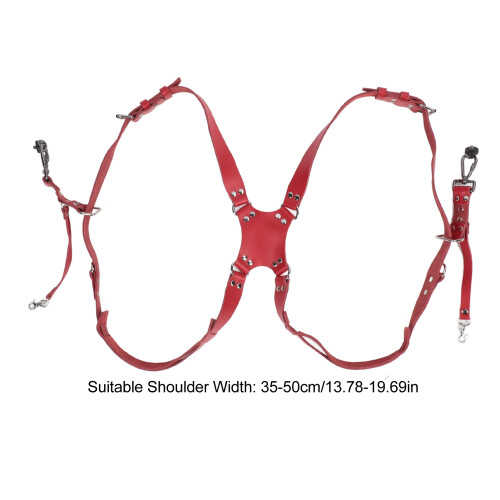 Adjustable Leather Camera Harness Shoulder Strap with Quick Release, Red 1