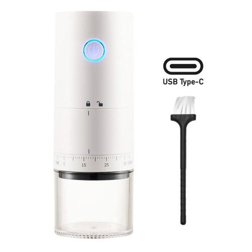 Portable USB Rechargeable Ceramic Burr Coffee Grinder 120ml White 2