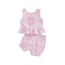 (18-24 Months, Pink) Completo 2 pezzi compleanno bimba: canotta senza maniche + pantaloncini. Abbigliamento bambine.