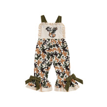 (2-3 Years, Khaki) Girls Jumpsuit Sleeveless Elastic Waistband Camouflage Print Romper Toddler Bell Bottoms