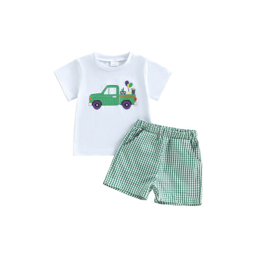 (18-24 Months, White) Σετ 2 τεμαχίων καρό σορτς.
