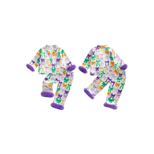 (6-12 Months, Purple) Σετ πιτζάμας MardiGras μακριάς μανικιού 1