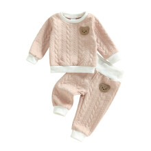 (2-3 Years, Khaki) Completo invernale/autunnale per neonati e bambini, felpa maniche lunghe e pantaloni con orsetto, set di 2 pezzi.