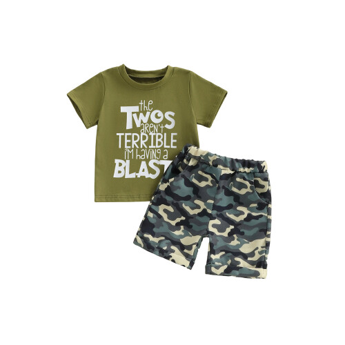 (2-3 Years, Multicolor) Σετ κοντομάνικων γενεθλίων σορτς παραλλαγής