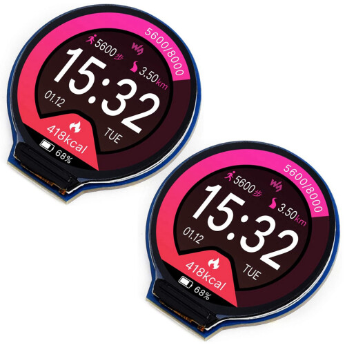 2pcs 1.28Inch Round Display LCD Screen Module GC9A01 SPI Communication RGB 65K Color Support for Raspberry
