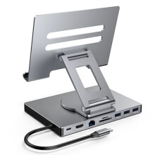 9-In-1-USB-C-Hub mit 360 Drehbarem Ständer, -Kompatibel, 4K60Hz PD 100 W, USB 5 Gbps,  TF, Aux 3,5 mm für  Pro Tablet