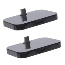 2X Mobile Phone Desktop Type-C Charger Stand Holder Cellphone USB-C Charging Docking Station Black