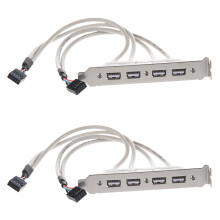 2X MainBoard 4 Port USB 2.0 to 9 Pin Header Bracket Extension Cable