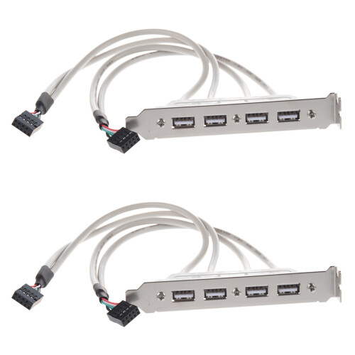 2X MainBoard 4 Port USB 2.0 to 9 Pin Header Bracket Extension Cable