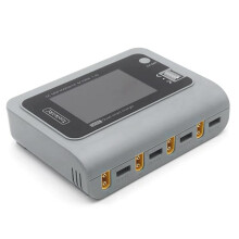 ToolkitRC Q4AC 4x50w 4 Puertos XT60 con Adaptadores XT30 Cargador Inteligente CA CC Pantalla IPS Gran Angular Transparente para Batería Lipo Enchufe