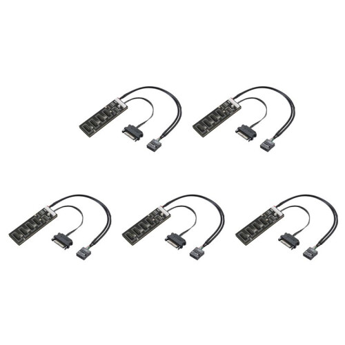 5X 9Pin USB Header Splitter with  Power Cable, Internal USB Hub Extension USB 2.0 Splitter Connector for Motherboard