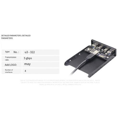 Hub USB Hub USB C Unidade de Disquete de 3,5 Polegadas Painel Frontal 2 Portas USB 3.0 + 2 Portas USB 3.1 Tipo C Conector de 20 Pinos 2