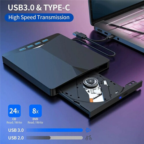 USB 3.0 Type-C External DVD RW CD Drive Burner Reader Player External Optical Drive for PC Laptop Desktop Computer 2