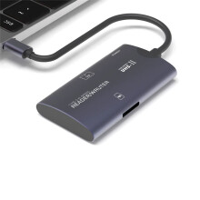 High-Speed Multi-Function CF Card Reader TF Aluminum Alloy Computer Mobile Phone Two-in-One Card Reader Type-C (TF+CF)
