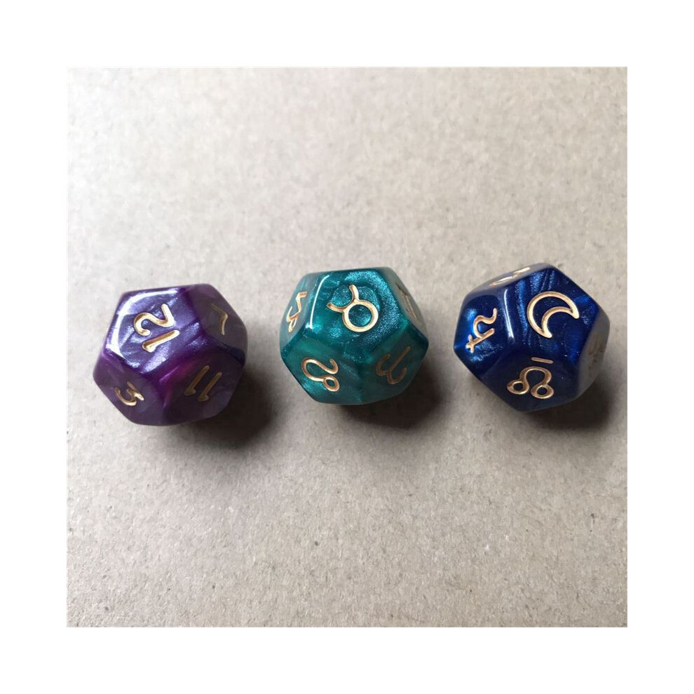 6Pc 12-Sided Tarot Dice Resin Polyhedral Astrology Divination Cards Game Dice For Astrologers 4713799142207