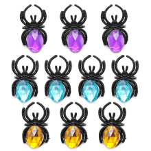 Novel Plastic Jewel Spider Ring for Halloween Halloween Toys Random Colors