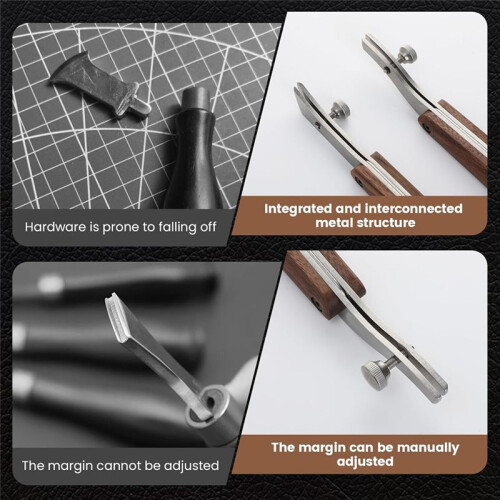 Adjustable  Creaser for Leather Crafting and Working Tools, Stainless Steel with Black Walnut Handle B 2