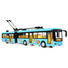 High Simulation 1:50 Alloy Pull Back Double Bus City Bus Model Vehicles Metal Diecasts Flashing Musical Boy Toys