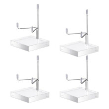 4 Piezas de Caballete de Soporte de ExhibicióN de Brazo de Metal Ajustable con Base AcríLica Soporte de Caballete de ExhibicióN de Roca Caballete