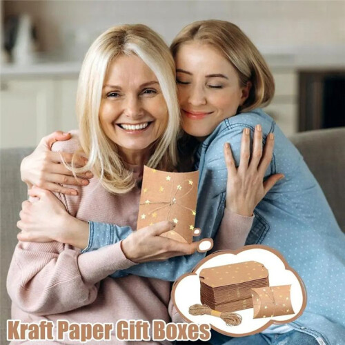 Paper Chocolate Boxes Empty Pillow Shape Paper Candy Packaging Box Gold Stars Pattern Small Handmade Cookies Box 1
