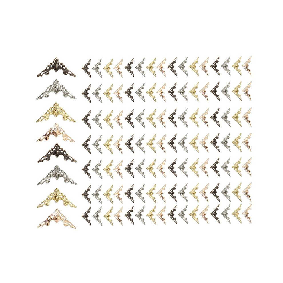 120Pcs Metal Book Corner Protector, 4 Colors Iron Guard Cover, Vintage Antique Book Scrapbooking Corner Protector 4712584727643