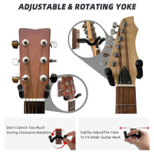 Supporto da Parete per Chitarra 2 Pezzi, Ganci per Chitarra, Supporti per Staffe per Chitarre Acustiche Ed Elettriche, Basso, Banjo, Nero