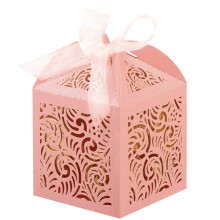 100Pcs Laser Cut Favor Boxes, 2X2InchSmall Gift Boxes for Presents, Party Wedding Favors Boxes with Ribbon,