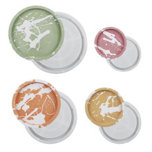4 PCS Placa Redonda Molde de Silicone Disco de Frutas Bandeja de Chá Molde de Resina UV Bandeja de Armazenamento de Frutas Molde de Gesso Cimento