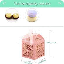100Pcs Laser Cut Favor Boxes, 2X2InchSmall Gift Boxes for Presents, Party Wedding Favors Boxes with Ribbon,