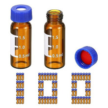 2Ml Autosampler Vial, 100 Pack HPLC/GC Vials 9-425 Lab Amber Vials Sample Vial Screw Cap Writing Patch