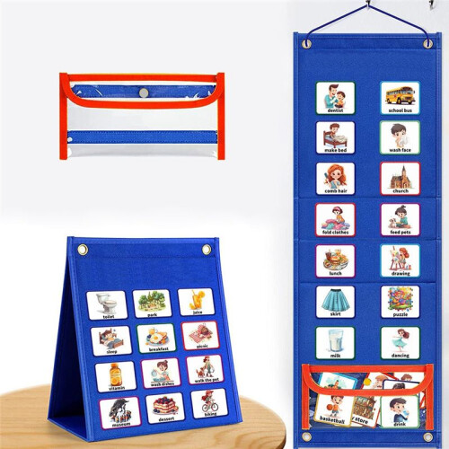 Visual Schedule for Kids Chore Chart, Daily Schedule Board Routine Pocket Chart Cards, for Home School with 96 Cards 1