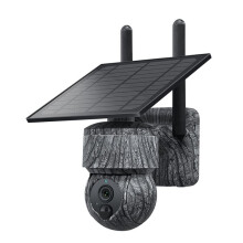3MP 4G SIM Solar PTZ Camera WIFI Outdoor Wireless IP Cameras with Solar Panel Two Way Audio Security CCTV Camera(C)