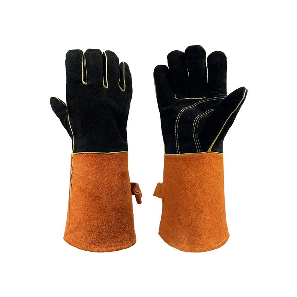 Welding Gloves Thickened Barbecue Leather Gloves, Wear-Resistant Labor Protection Gloves For Construction Sites 6033206377564