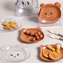 Brun Mignon Dessin Animé Forme Ours Broche Os Plat Bureau Poubelle Plateau Collation RéSidus Alimentaires Assiette de Fruits Vaisselle de Cuisine
