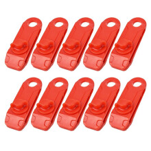 10pcs Camping en Plein Air Tente Coupe-Vent Réutilisable Fixation Requin-Clips Pinces Bâche Cordon Boucle Tendeur Tente Rouge