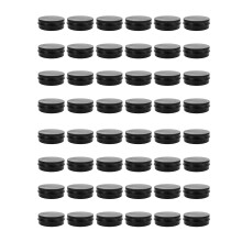 Aluminum Tin Cans - 48 Pack 2Oz / 60G Round Metal Container Screw Top Cans Cosmetic Sample Containers Candle Travel Tins