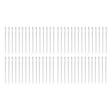 60Pcs 5.2 cm Large-Eye Stitching Needles Hand Sewing Needles for Leather Projects with Clear Bottle