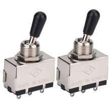 2 Teiliger 3 Wege Kipp Schalter für Gitarre, Metall Gekapselter 3 Wege Schalter mit Schwarzem Spitz Knauf Ersatz Teil für Lp Elektor Gitarre