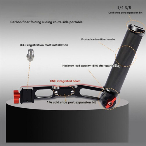 Camera Grip for  RC2/RS3 Gimbal Stabilizer Pot Handle Carbon Fiber Foldable Slot Side Handle B 2