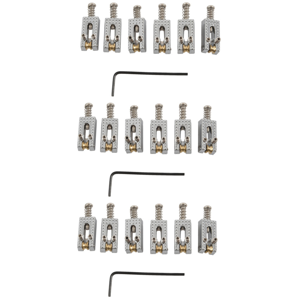 18 Roller Bridge Tremolo Saddles With Wrench For Strat Tele Electric Guitar Chrome Color 4713544976637