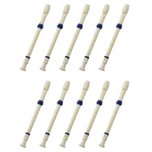10X Students Plastic 8 Holes Soprano Recorder Flute Beige + Cleaning Stick