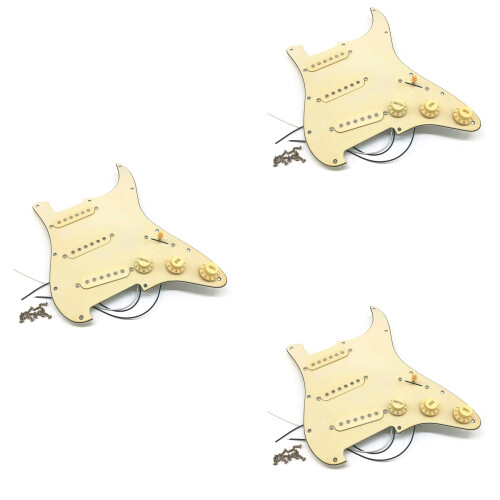 3X Micros de Guitare électrique Pickguard Chargé Assemblage de Plaque à Gratter Précâblé SSS Jaune